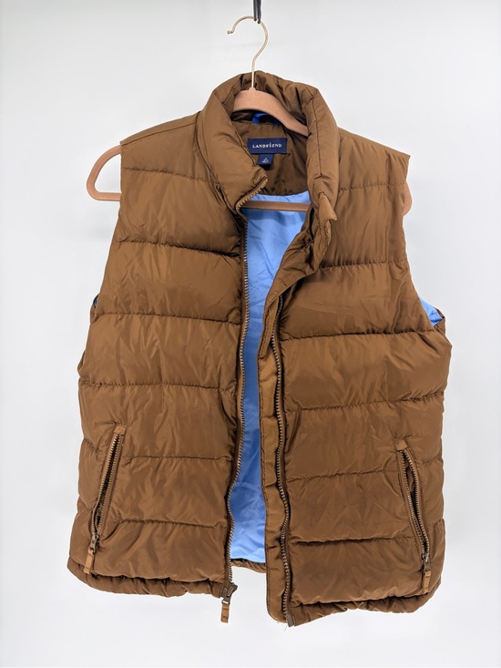 Lands' End Jackets & Blazers - Women’s Lands' End Brown & Blue Goose Down Puffer Vest - Medium (10-12)